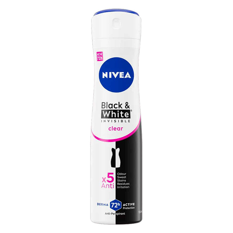 اسپری نیوا بلک اند وایت زنانه مدل Invisible Clear حجم 150 میل