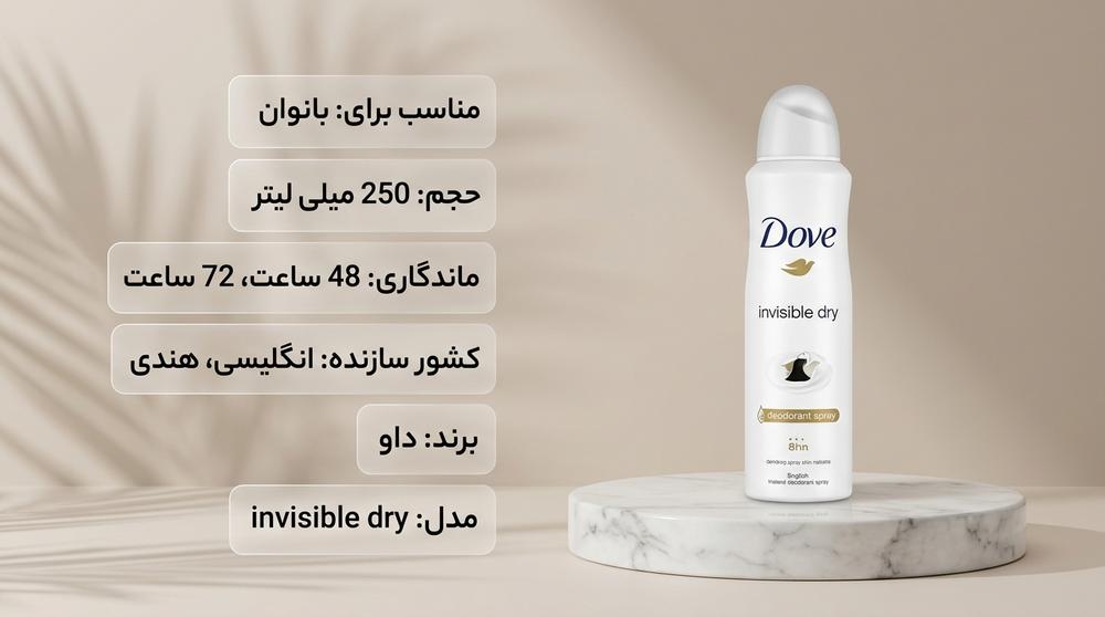 اسپری داو مدل invisible dry
